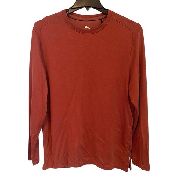 TOMMY BAHAMA Mens Shirt L Long Sleeve Crew Neck Rust Color Blend Tencel Pullover - Picture 1 of 7